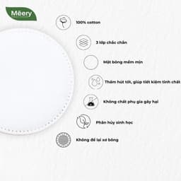 [MUA 5 TẶNG 1] Bông Tẩy Trang MÉERY Chính Hãng, Bông Tẩy Trang Meery 205 Miếng 100% Cotton Mềm Mại 2