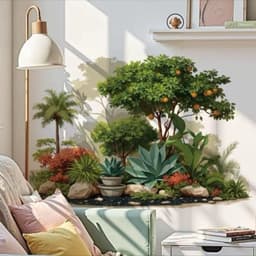 DT26 - 60x90cm Decaltrong dán tường bụi cây, khóm cây tiểu cảnh. Decal dán tường trang trí sẵn keo dán 4