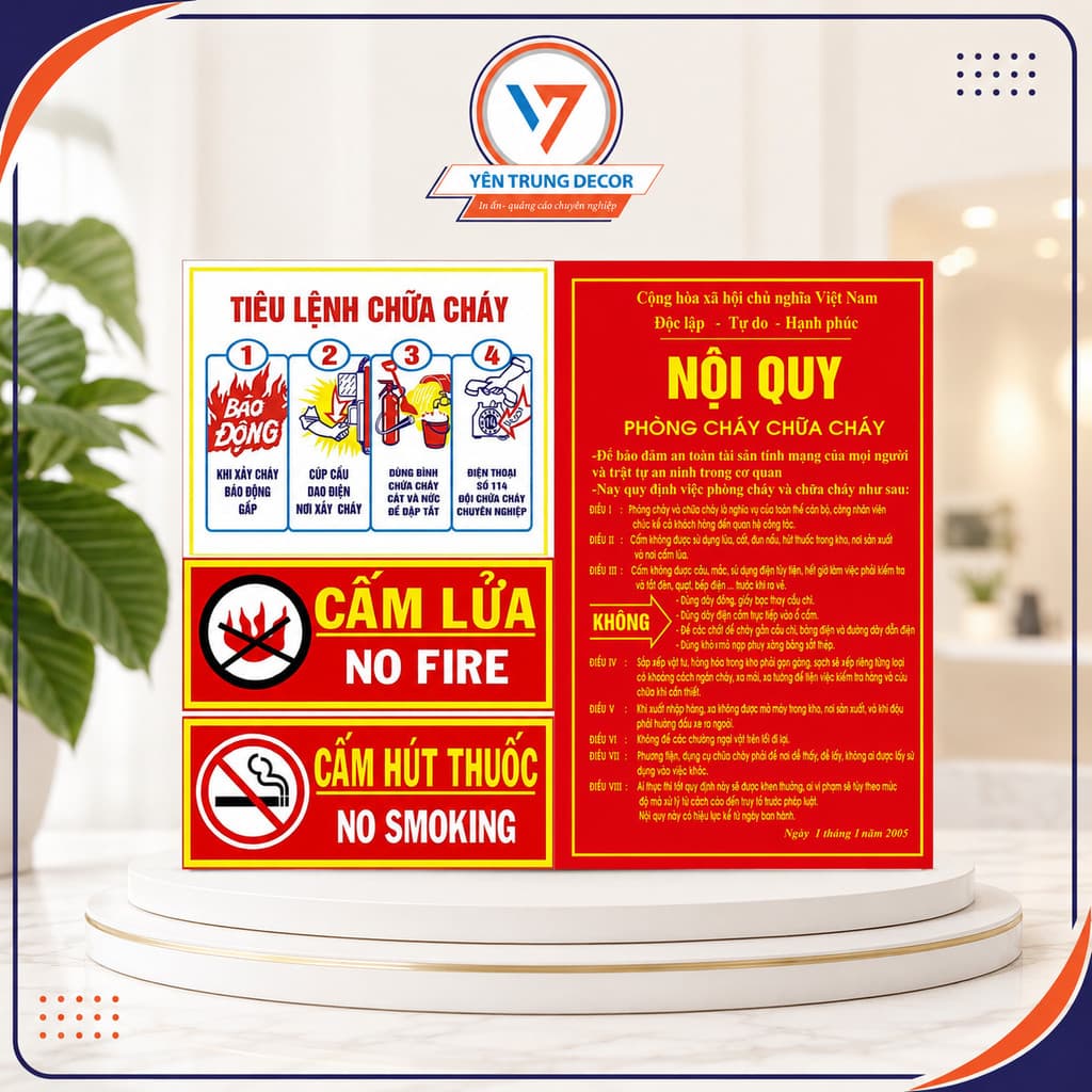 Nội quy Tiêu lệnh, cấm lửa, cấm hút thuốc phòng cháy chữa cháy chất liệu fomex chống nước