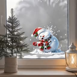 In phẳng 2D 1 họa tiết người tuyết vui nhộn (Mặc mũ Giáng sinh màu đỏ Khăn quàng cổ màu đỏ), Nhãn dán cửa sổ Giáng sinh, Đề can có thể nhìn thấy cá nhân, Có thể tháo rời, Thích hợp cho phòng khách gia đình, Trang trí kính ngày lễ, Quà tặng ngày lễ hoàn hả 6