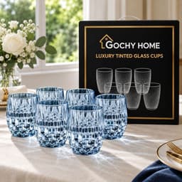 [ GOCHY ] Bộ 6 Ly Thủy Tinh GOCHY HOME 300ml Vân Ong Dập Nổi 3D, Cốc Uống Nước Soda-Lime Không Chì, Dày Dặn Sang Trọng- Mix Xanh 8