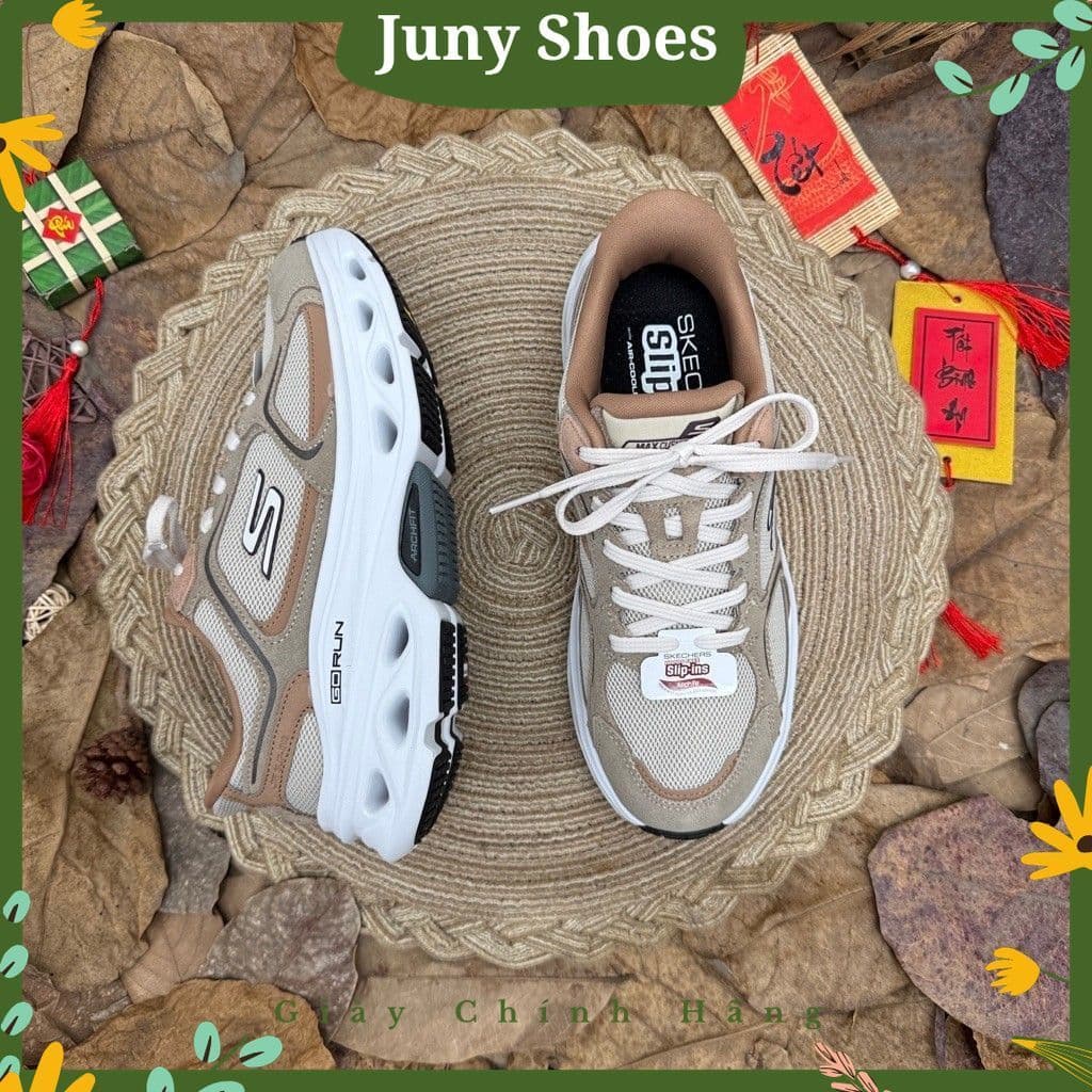 Giày Thể Thao Nữ Slip-ins Đế Êm Go Run, Arch Fit Nâng Đỡ Vòm Chân, Max Cushion Thoáng Khí Màu Be Nâu