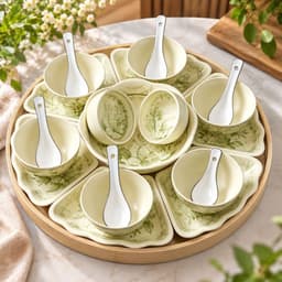 Bộ Bát Đĩa Hoa Mặt Trời 45cm  Hoa Dành Dành Dùng Trang Trí , Bày Mâm Cơm Cúng 4