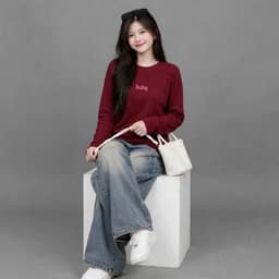 Áo thun nữ tay dài cổ tròn in chữ basic xinh đẹp baby thời trang nữ đơn giản  CT BABY 7 8 7 9 4 4 3 8