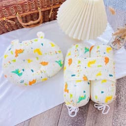 Bộ gối chặn bông vải muslin cao cấp chống giật mình cho bé sơ sinh - Gối lõm chống bẹp đầu cho bé hàng Việt Nam 8