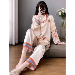 [ HÀNG HOT - ĐẲNG CẤP THỜI TRANG ] Đồ nữ Pijam lụa Latin , sang trọng họa tiết dài tay xịn sò size 40kg - 80kg 2