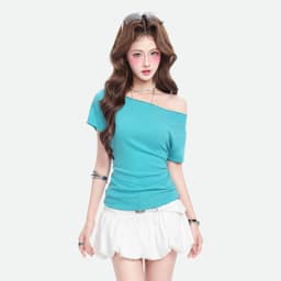 Áo Thun Nữ Kiểu Lệch Vai Tay Cánh Dơi Dây Buộc Nơ Sau Lưng A5160 4