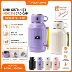 Bình Giữ Nhiệt Nóng Lạnh Inox 316 Dung Tích 800-1000ML Kèm Cốc Có Quai Xách Tiện Lợi Giữ Nhiệt 8-10 Giờ VOICON-[LA88] 1