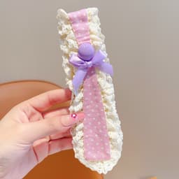 Băng Đô Dán Tóc Mái Viền Ren Bèo Nhún Tone Màu Pastel Đính Nơ Xinh Xắn T934 9