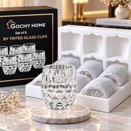 Bộ 6 Ly Thủy Tinh GOCHY HOME 300ml Vân Ong Dập Nổi 3D, Cốc Uống Nước Soda-Lime Không Chì, Dày Dặn Sang Trọng -Màu Trắng 8