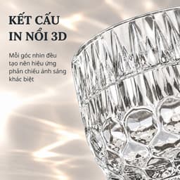 Bộ 6 Ly Thủy Tinh GOCHY HOME 300ml Vân Ong Dập Nổi 3D, Cốc Uống Nước Soda-Lime Không Chì, Dày Dặn Sang Trọng -Màu Trắng 9