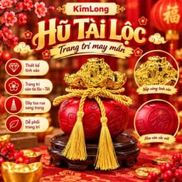 Hũ sứ Kim Tiền Tài Lộc May Mắn để bàn thờ Thần Tài - Kích thước 13x11cm, trang trí gạo muối phong thủy. 2