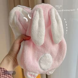 Khăn Lau Tay Hình Thỏ Dễ Thương Có Móc Treo Mềm Mịn 2 Lớp Thấm Hút Nước Trang Trí Nhà Bếp Phòng Tắm 6