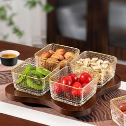 Khay Mứt Tết 4 Ngăn Và 6 Ngăn, Khay Đựng Bánh Kẹo Có Nắp Đậy Hình Hươu Kèm Hũ- Gỗ Melamile Cao Cấp Sang Trọng 6