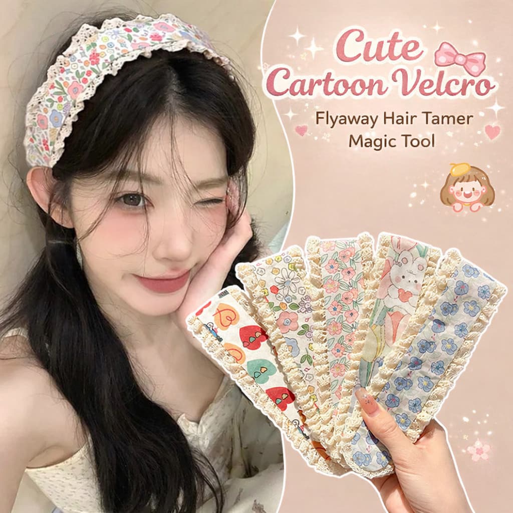 Miếng Dán Tóc Mái Nữ Kiểu Hàn Hoa Nhí Xinh Xắn, Băng Đô Velcro Giữ Tóc Gọn Gàng Khi Makeup Rửa Mặt