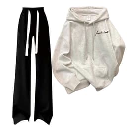 Sét bộ thu đông Quần dài ống rộng dây bản to màu đen +  áo HOODIE xám tiêu-cờ mỹ 3