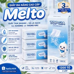 Giấy Đa Năng TopGia Melto 1200 Tờ 4 Lớp Dễ Tan Trong Nước, Mềm Mịn, 400 Lượt Rút, Thấm Hút Tốt, An Toàn Cho Gia Đình 1