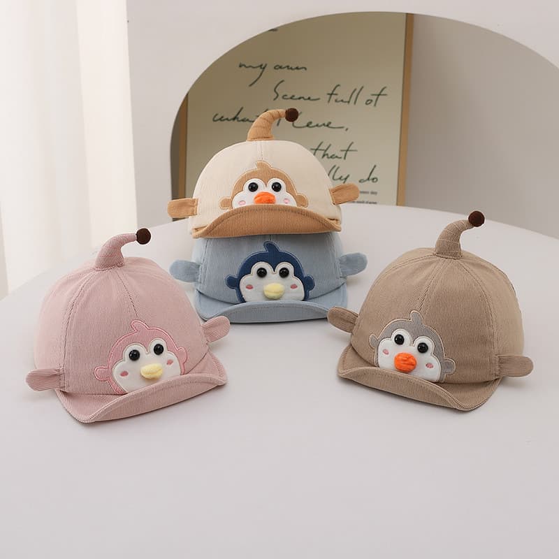 Bé Hoạt Hình Dễ Thương Chim Cánh Cụt Bắc Cực Nhung Vịt Lưỡi Mũ Trẻ Em Thu Đông Ngoài Trời Tấm Che Nắng Mềm Viền Mũ Bóng Chày