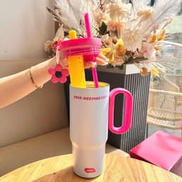Bình Giữ Nhiệt 750ML - Cốc Xinh Xắn Tiện Lợi Đậm Chất Cá Tính Với Charm Hoa Dễ Thương & Tay Cầm Tiện Lợi VOICON-[BIN99] 8