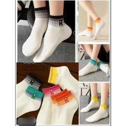 Tất Trắng Cổ Ngắn Chữ R Màu Sắc Đa Dạng Nhiều set (Chất Cotton Mềm) VOICON-[TV01] 8