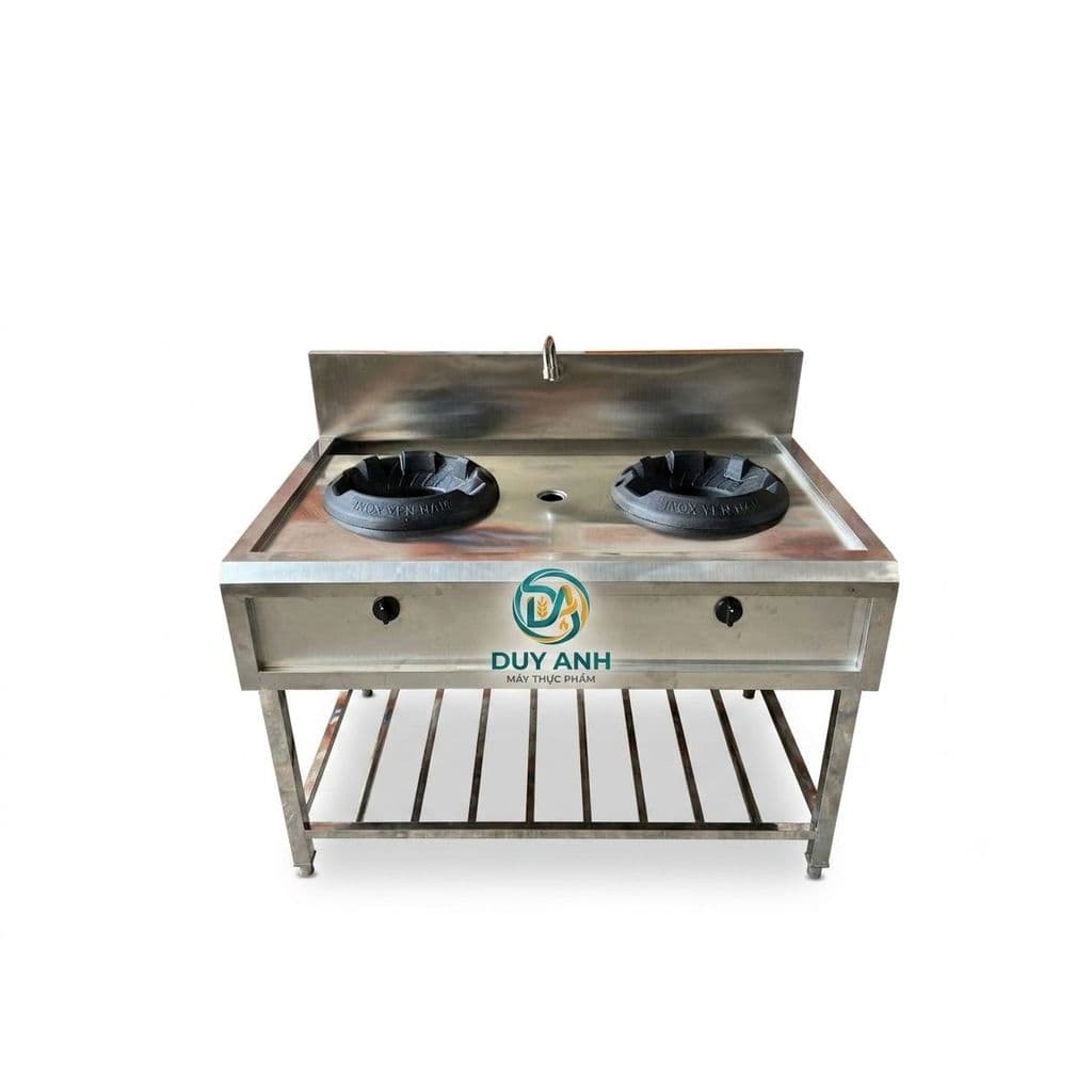 Bếp Á 1 2 3 4 5 Họng, Bếp GaS  Công Nghiệp Inox Cao Cấp Đơn Đôi Inox Cao Cấp Có Van Xả Nước hàng công ty-Inox 304