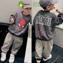 [10-29kg] Bộ Thu Đông Vải Nỉ 2 Da Cao Cấp Dày Mịn Ấm Cho Bé Trai  KIMCHIBABY Họa Tiết Siêu Anh Hùng Người Nhện BN601 1