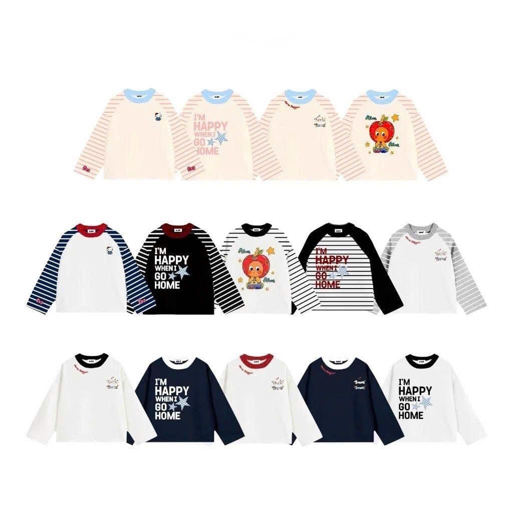 Áo Thun Tay Dài Raglan Phối Sọc Ngang Long Sleeve Boxy Form Rộng Cổ Tròn Unisex Áo Thu Đông BST Mới Phong Cách Hàn
