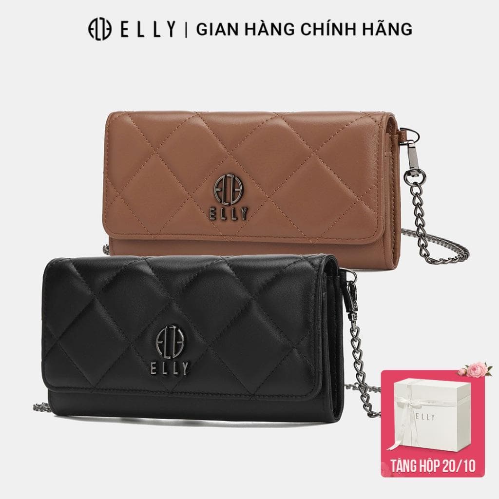 [Tặng hộp 20.10] Clutch nữ ELLY EC67 ví cầm tay da thật cao cấp đeo chéo đeo vai dự tiệc sang trọng
