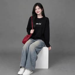 Áo Thun nữ cotton cổ tròn tay dài thu đông in chữ em bé basic siêu đẹp style đơn giản  CT EMBE 1 4 8