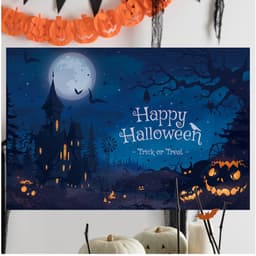 Rèm Phông Nền Polyester Chủ Đề Halloween Trang Trí Nhà Cửa In Bạt Tặng Kèm móc dán treo tường 9