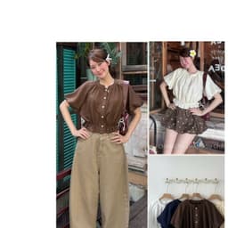 Áo Sơ Mi Cộc Tay Dáng Croptop Tay Bồng Chun Dưới M1212 Thời Trang Nữ  1