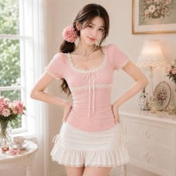 Áo thun nữ croptop viền ren phong cách tiểu thư chất thun tăm xinh đẹp  KD74 - Sam botique 4
