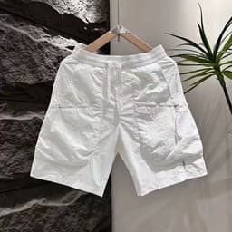 Quần short cargo nam túi khóa kéo khô nhanh 5 inch bình thường màu trơn bãi biển mùa hè 5