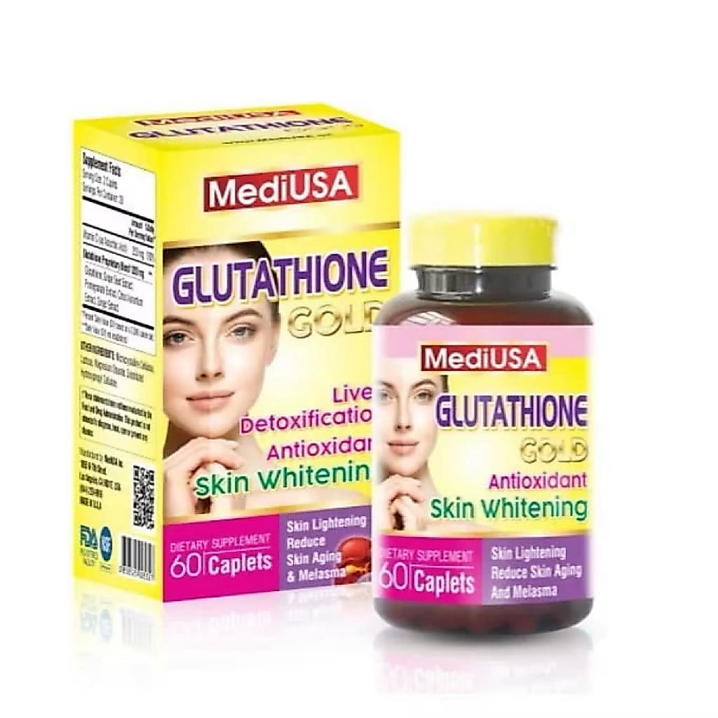 MediUSA GLUTATHIONE GOLD + C  (Hộp 60 Viên) Viên uống trắng da,mờ nám sạm da,chống lão hóa, giảm nếp nhăn