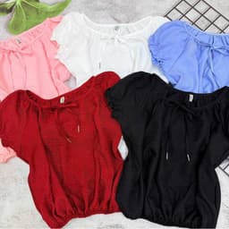 Áo kiểu babydoll cổ tròn thắt nơ tay phồng xinh B527 9