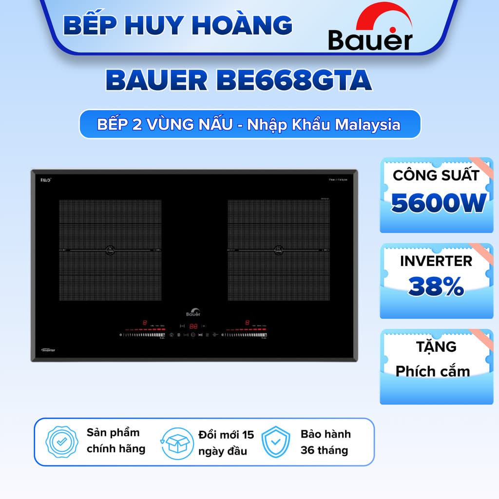 Bếp từ đôi BAUER BE668GTA | Nhập khẩu nguyên chiếc Malaysia