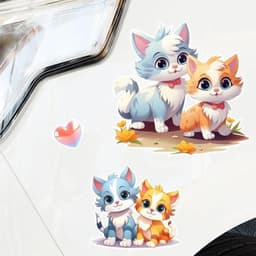 Decal Dán Xe Hơi  Hình Cặp Đôi Mèo Chibi Dễ Thương Chống Thấm Nước 6