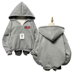 Áo khoác Hoodie Zip Trơn Vải 2 Da Chống Nắng Tốt Form Rộng Nam Nữ -hình LÁ CỜ MỸ AAaaa, 1