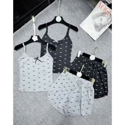 Sét bộ ngủ 2 dây tôn dáng gồm: Quần ĐÙI legging tăm + mix áo 2 Dây Đệm mút sexy -thoitrang mã M081 4