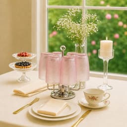 Bộ 6 cốc thủy tinh Vân Lưới Dập Nổi  Màu Hồng Sang Trọng Dung Tích 320ml- Tặng Kèm Hộp Đựng Sang Trọng 3