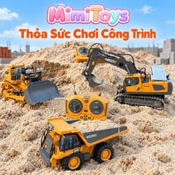 Xe Công Trình Điều Khiển Từ Xa MimiToys - Xe Cuốc, Máy Xúc, Xe Ben, Xe Ủi, Xúc Lật 6/9/11/13 Kênh, Pin Sạc, Gàu Sắt 2