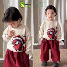 [10-29KG] Áo Nỉ Cho Bé Trai Kimchibaby Dày Dặn Nỉ 2 Da Cao Cấp Premium, Áo Sweater Siêu Nhân Người Nhện Noel AN601 6