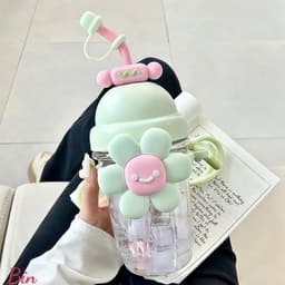 Bình Nước Hoa Cười 700ml Hoa Nổi 3D Dây Đeo Tiện Dụng Màu Pastel Đỏ & Xanh Phù Hợp Học Sinh Văn Phòng SHOP VOICON BIN66 7