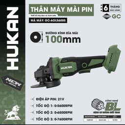 1 Máy mài pin HUKAN GC-AGL5600S, Không chổi than, 3 Cấp tốc độ, 7600 v/p, Đĩa mài 100mm 2