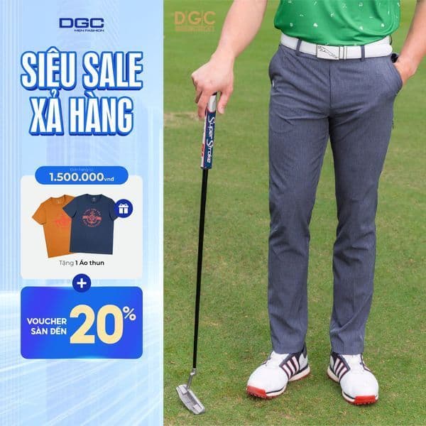 Quần golf DGC dáng dài túi chéo cạp vuông Chất Vải Mềm Nhẹ - WQGBB02M