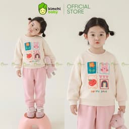 [10-29kg] Bộ Nỉ 2 Da Cao Cấp Premium Cho Bé Gái Mặc Thu Đông Dày Mịn Ấm KIMCHIBABY Họa Tiết Hoạt Hình Micki BN604 2