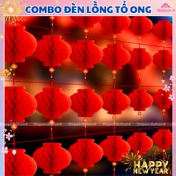 Combo 30/50/100 Đèn lồng đỏ tổ ong mini nilong treo trang trí lễ Tết, Tết nguyên đán, rằm Trung thu 1