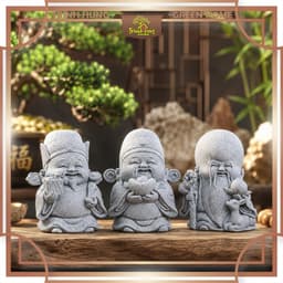 Bộ tượng Tam Đa đá sa thạch - trang trí tiểu cảnh,bán cạn, terrarium,bonsai 3