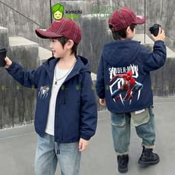 [9-37KG] Áo khoác gió cao cấp bé trai cản gió trượt nước KIMCHIBABY họa tiết Siêu Anh hùng, Áo gió bé trai cao cấp 2 lớp 4