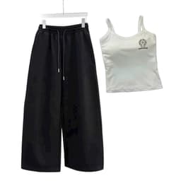 < free size 33 -48kg  > Sét bộ quần dài da cá ống suông + mix áo 2 dây ĐỆM MÚT - chữ THẬP -thoitrang2k 1